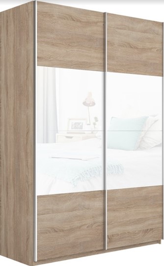 Шкаф 2-х дверный Прайм (ДСП/Белое стекло) 1600x570x2300, дуб сонома в Братске - изображение 4