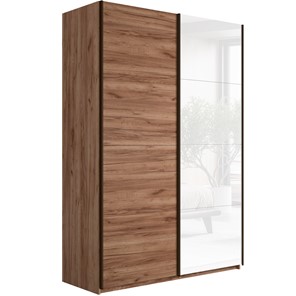 Шкаф 2-дверный Прайм (ДСП/Белое стекло) 1600x570x2300, Крафт табачный в Иркутске