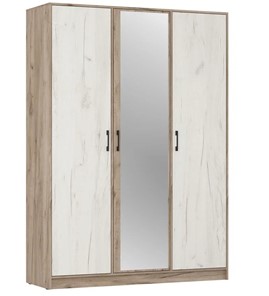Шкаф трехдверный ШР3/1 Соната с зеркалом Дуб Крафт Серый - Дуб Крафт Белый в Ангарске