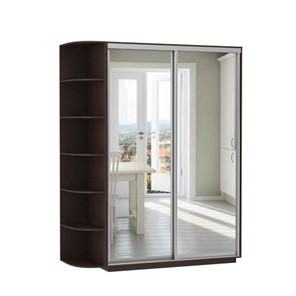 Шкаф 2-х дверный Хит (2 зеркала) со стеллажом, 1500x600x2200, венге в Ангарске