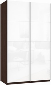 Шкаф 2-х створчатый Прайм (Белое стекло/Белое стекло) 1400x570x2300, венге в Ангарске - предосмотр