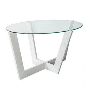 Овальный стол Оникс-6, Выбеленный дуб/Прозрачное стекло в Ангарске