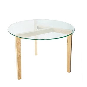 Круглый столик Оникс-7, Натуральный массив/Прозрачное стекло в Братске