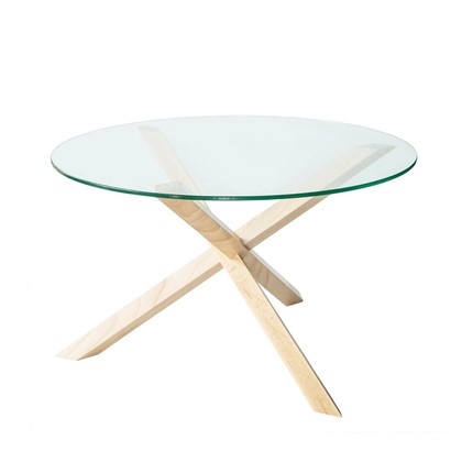Круглый столик Оникс-3, Натуральный массив/Прозрачное стекло в Братске - изображение