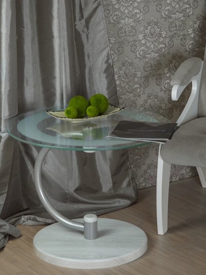 Стеклянный столик Дуэт 13Н (металлик-дуб дымчатый-прозр) в Братске - изображение 6