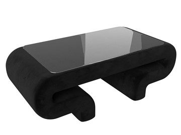 Стеклянный столик в гостиную Волна, черный (велюр) в Ангарске