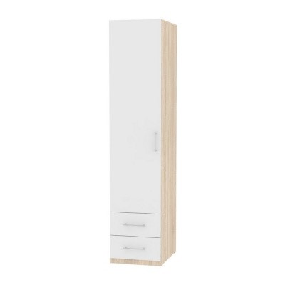 Распашной шкаф Риал (H20) 198х45х45 ручка рейлинг, Белый/ДСС в Ангарске - изображение