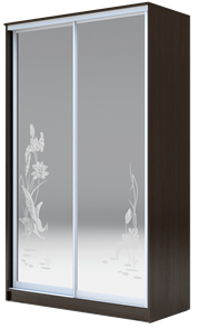 Шкаф 2-х дверный 2400х1682х420 два зеркала, "Цапли" ХИТ 24-4-17-66-01 Венге Аруба в Ангарске - предосмотр