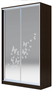Шкаф 2-х створчатый 2400х1362х620 два зеркала, "Бабочки" ХИТ 24-14-66-05 Венге Аруба в Ангарске