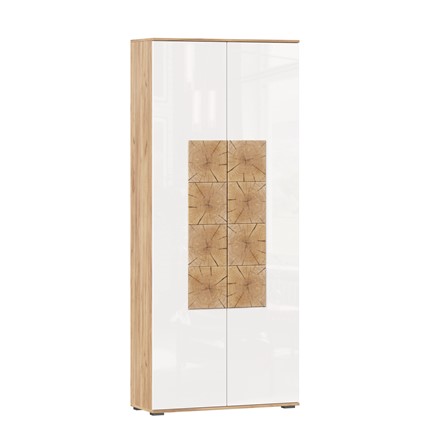 Шкаф двухстворчатый Фиджи, 659310, белый/дуб золотой в Ангарске - изображение