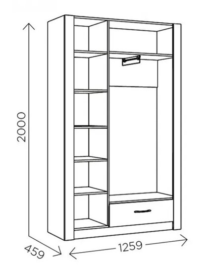 Шкаф гардеробный Ева 5 М2 дуб ирландский/белый матовый в Братске - изображение 2