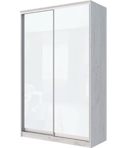 Шкаф двухстворчатый Хит-22-12-22 с цветным стеклом, белое №10, Дуб крафт белый в Ангарске