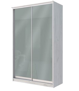 Шкаф Хит-22-12-22 с цветным стеклом, средне-серый 074, Дуб крафт белый в Ангарске