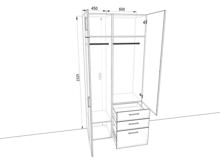 Распашной шкаф 1050х500х2325мм (10501) Белый/Жемчуг в Ангарске - изображение 1