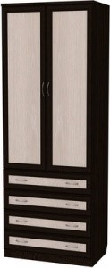 Шкаф 2-х створчатый 103 со штангой, цвет Венге в Ангарске - изображение