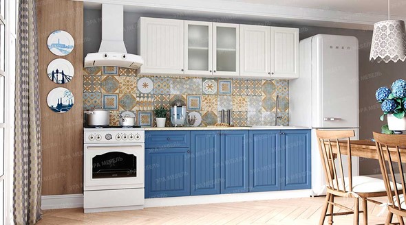 Гарнитур кухонный Хозяюшка Магнолия-деним 2,0 м МДФ в Ангарске - изображение