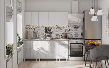 Кухонный гарнитур КГ-1 1800, белый/белый/цемент светлый/антарес в Братске