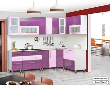 Кухня угловая Мыло 224 2600х1600, цвет Фиолет/Пастель фиолет в Ангарске