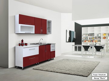 Малогабаритная кухня Мыло 224 2000х718, цвет Бордо/Белый металлик в Ангарске