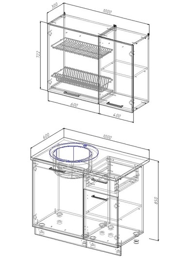 Модульный кухонный гарнитур Жемчуг-1000 в Ангарске - изображение 1