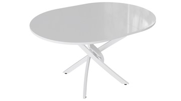 Обеденный раздвижной стол Diamond тип 3 (Белый муар/Белый глянец) в Братске - предосмотр 1