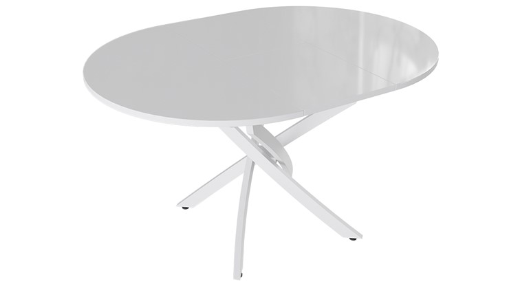 Обеденный раздвижной стол Diamond тип 3 (Белый муар/Белый глянец) в Ангарске - изображение 1