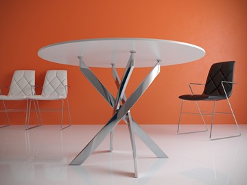 Стол обеденный Kenner R1000 (Хром/Стекло белое глянец) в Ангарске - предосмотр 1
