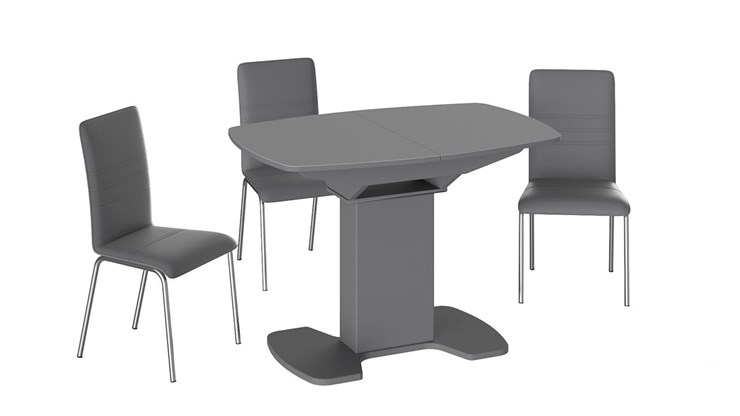 Кухонный раздвижной стол Портофино (СМ(ТД)-105.01.11(1)), цвет Серое/Стекло серое матовое LUX в Братске - изображение 2