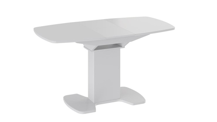 Кухонный раскладной стол Портофино (СМ(ТД)-105.01.11(1)), цвет  Белый глянец/Стекло белое в Ангарске - изображение 2