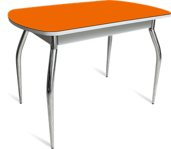 Обеденный стол ПГ-04 СТ белое/оранжевое/хром фигурные в Ангарске - предосмотр
