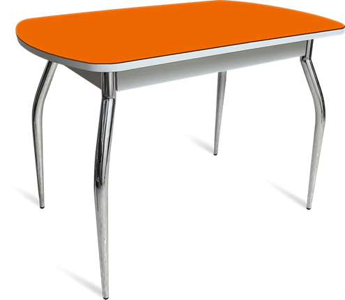 Обеденный стол ПГ-04 СТ белое/оранжевое/хром фигурные в Ангарске - изображение