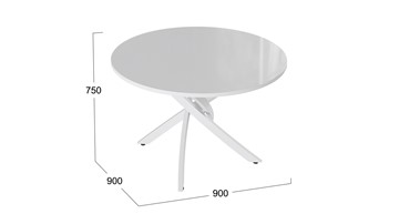 Кухонный стол Diamond тип 2 (Белый муар/Белый глянец) в Братске - предосмотр 1