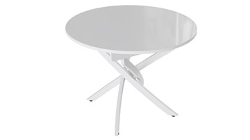 Обеденный раздвижной стол Diamond тип 3 (Белый муар/Белый глянец) в Ангарске - предосмотр