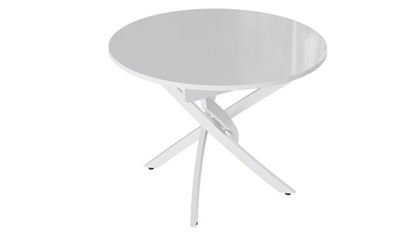 Обеденный раздвижной стол Diamond тип 3 (Белый муар/Белый глянец) в Братске - изображение