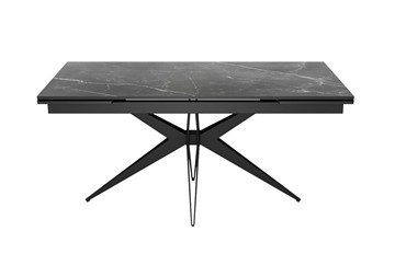 Кухонный стол раздвижной DikLine KW160 мрамор С45 (керамика черная)/опоры черные в Ангарске