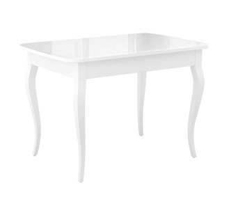 Кухонный раздвижной стол Dikline M110 Белый/стекло белое глянец/ножки MC белые в Ангарске