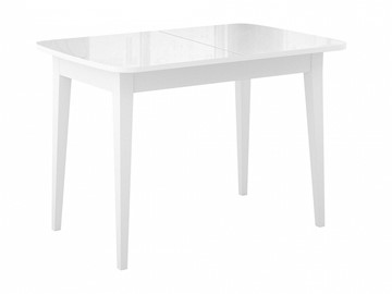 Кухонный раскладной стол Dikline M110 Белый/стекло белое глянец/ножки MM белые в Ангарске