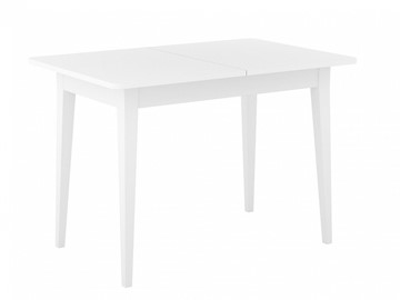 Кухонный стол раздвижной Dikline M110 Белый/стекло белое сатин/ножки MM белые в Ангарске - предосмотр