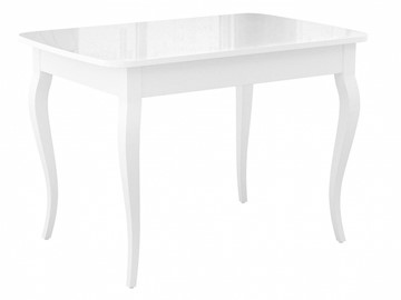 Кухонный стол раскладной Dikline M120 Белый/стекло белое глянец/ножки MC белые в Ангарске