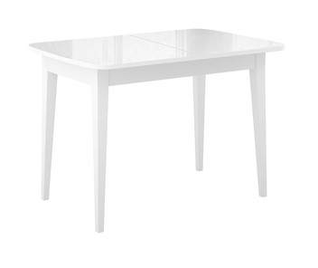 Кухонный раскладной стол Dikline M120 Белый/стекло белое глянец/ножки MM белые в Ангарске - предосмотр