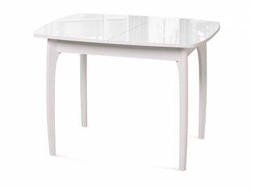 Кухонный стол раскладной Dikline M40 стекло белое/ножки белые в Ангарске - предосмотр