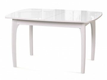 Кухонный раздвижной стол Dikline M20 стекло белое/ножки белые в Братске