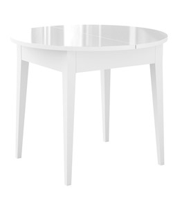 Кухонный раскладной стол Dikline MR100 Белый/стекло белое глянец/ножки MM белые в Ангарске