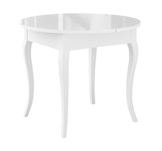 Кухонный раскладной стол Dikline MR100 Белый/стекло белое глянец/ножки MC белые в Ангарске