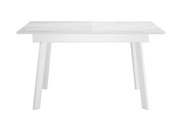 Кухонный раскладной стол DikLine SKH125 Керамика Белый мрамор/подстолье белое/опоры белые (2 уп.) в Ангарске