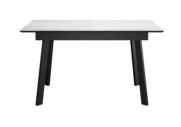 Обеденный раздвижной стол DikLine SKH125 Керамика Белый мрамор/подстолье черное/опоры черные (2 уп.) в Ангарске