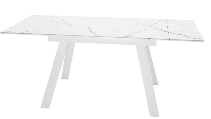 Стол раздвижной DikLine SKM140 Керамика Белый мрамор/подстолье белое/опоры белые (2 уп.) в Братске - изображение 1