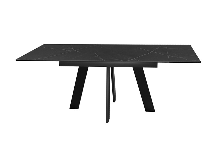 Кухонный стол раскладной DikLine SKM140 Керамика Черный мрамор/подстолье черное/опоры черные (2 уп.) в Братске - изображение 3