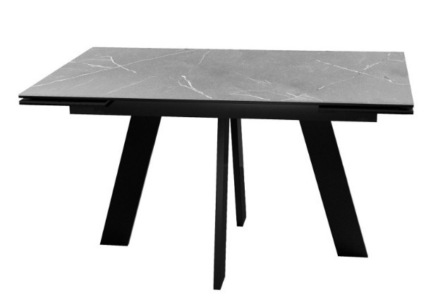 Стол раздвижной DikLine SKM140 Керамика серый мрамор/подстолье черное/опоры черные (2 уп.) в Братске - изображение 1