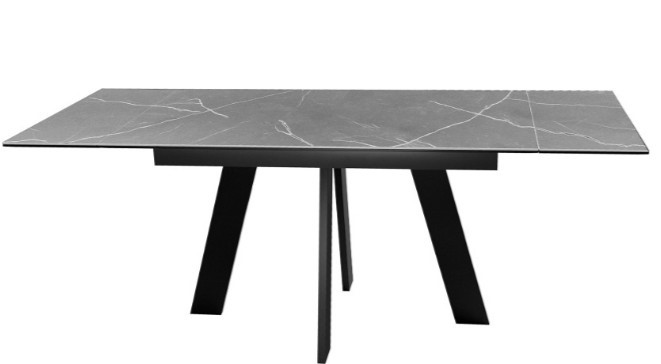 Стол раздвижной DikLine SKM140 Керамика серый мрамор/подстолье черное/опоры черные (2 уп.) в Братске - изображение 2
